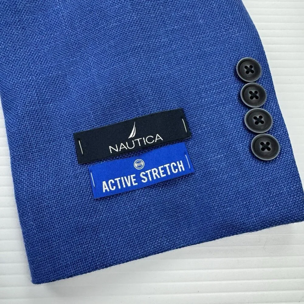 Nautica Jensen Blazer Mens 44R Bright Blue Active Stretch Sport Coat NWT